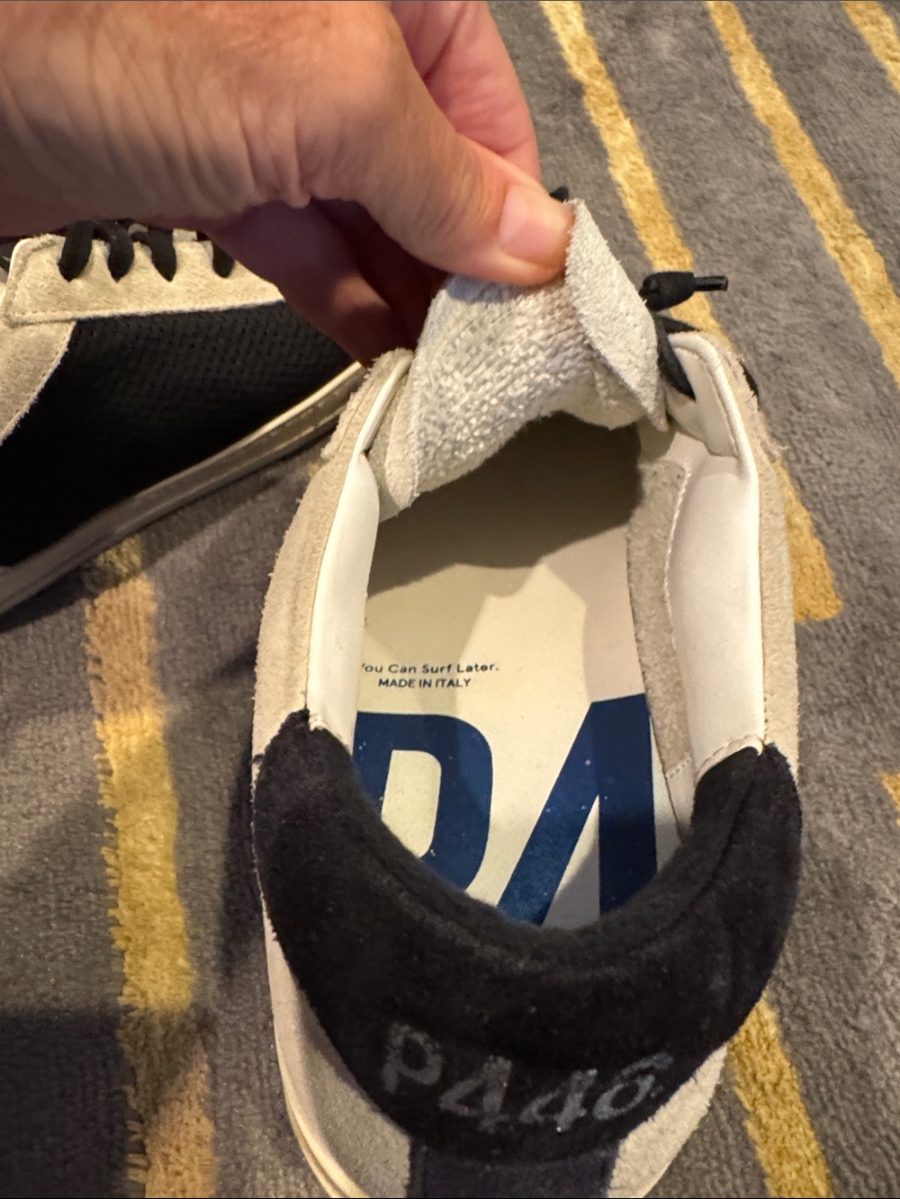 P448 John sneakers black side vented panels light grey suede toe caps/trim. 41 - Picture 5 of 8